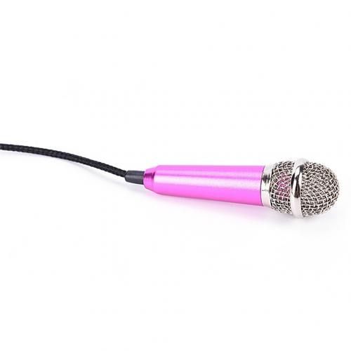 Portable 3.5mm Stereo Studio Mic KTV Karaoke Mini Microphone For Cell Phone  PC Desktop  Small Size Mic Blue