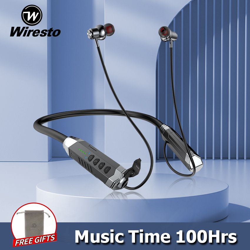 Wiresto T9 Wireless Neckband Earbuds Wireless Headphones Gaming Earphone E-Sports Soft Silicone Sport Earphone HD Stereo Headset Magnetic Headphones