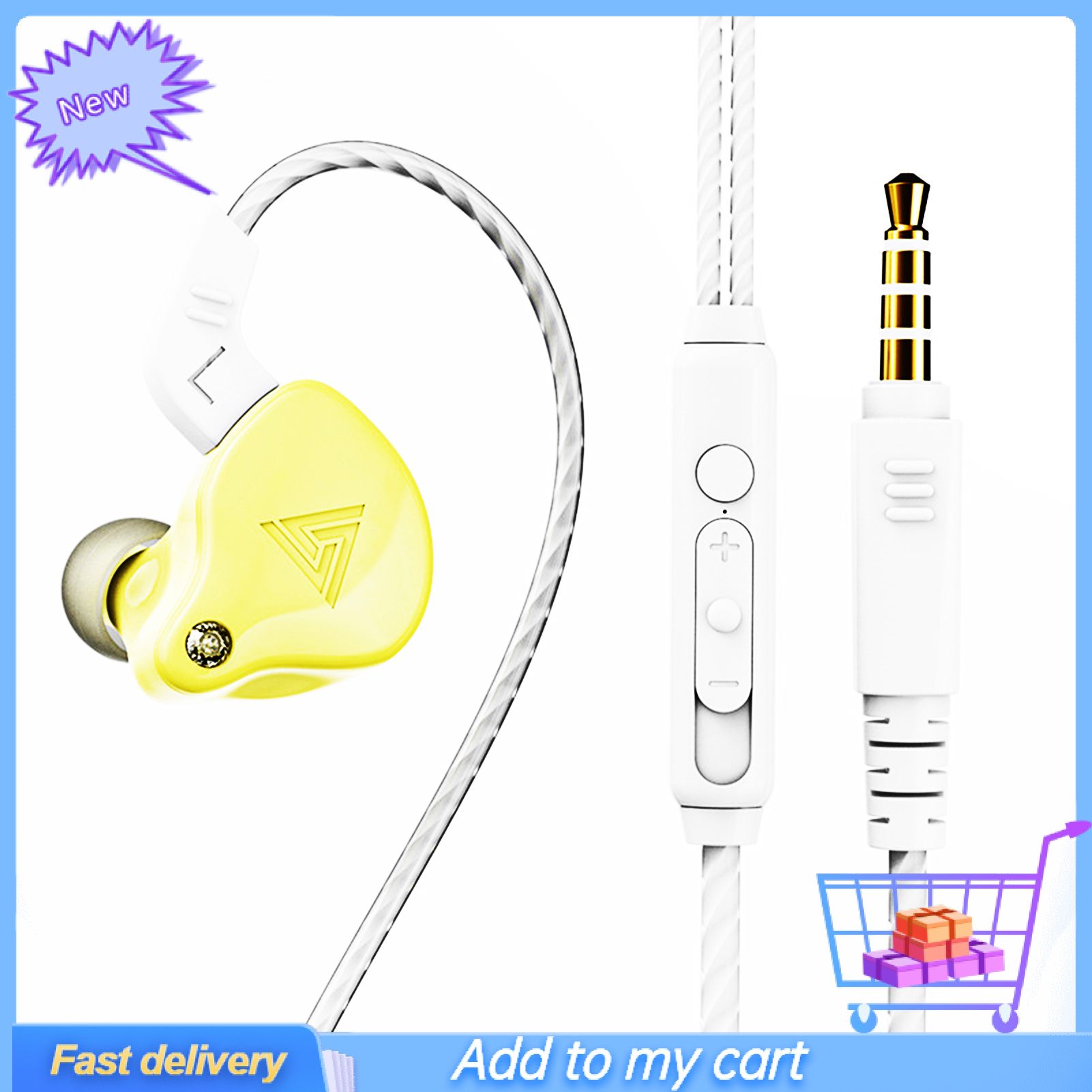 QKZ AK6-X 1.2m Wired Earphone In-ear HiFi Heavy Bass Line Control Headphone with Mic for Music