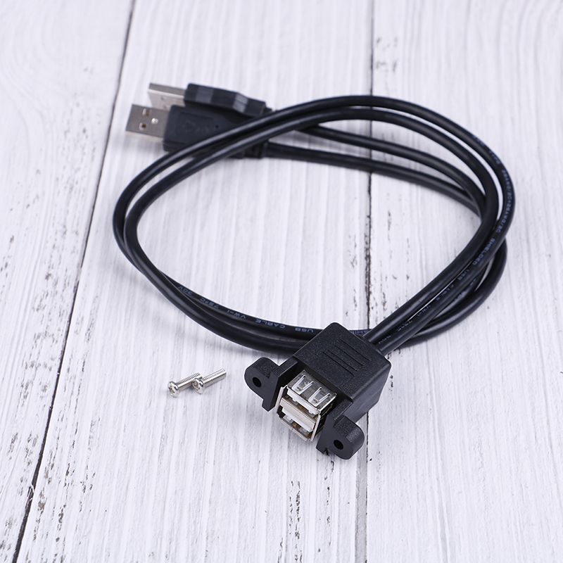 Dual USB 2.0 A female socket panel mount to 2 USB A male 50cm extension cable