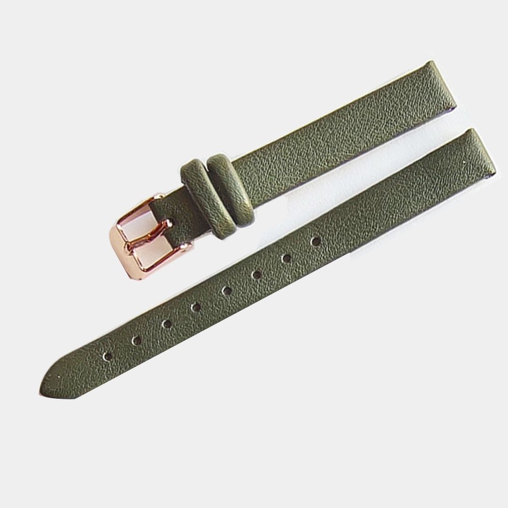Watch Strap 10mm for Women Handmade Leather Stainless Steel Buckle Bracelet Accessories Black Pink White Red Watchband