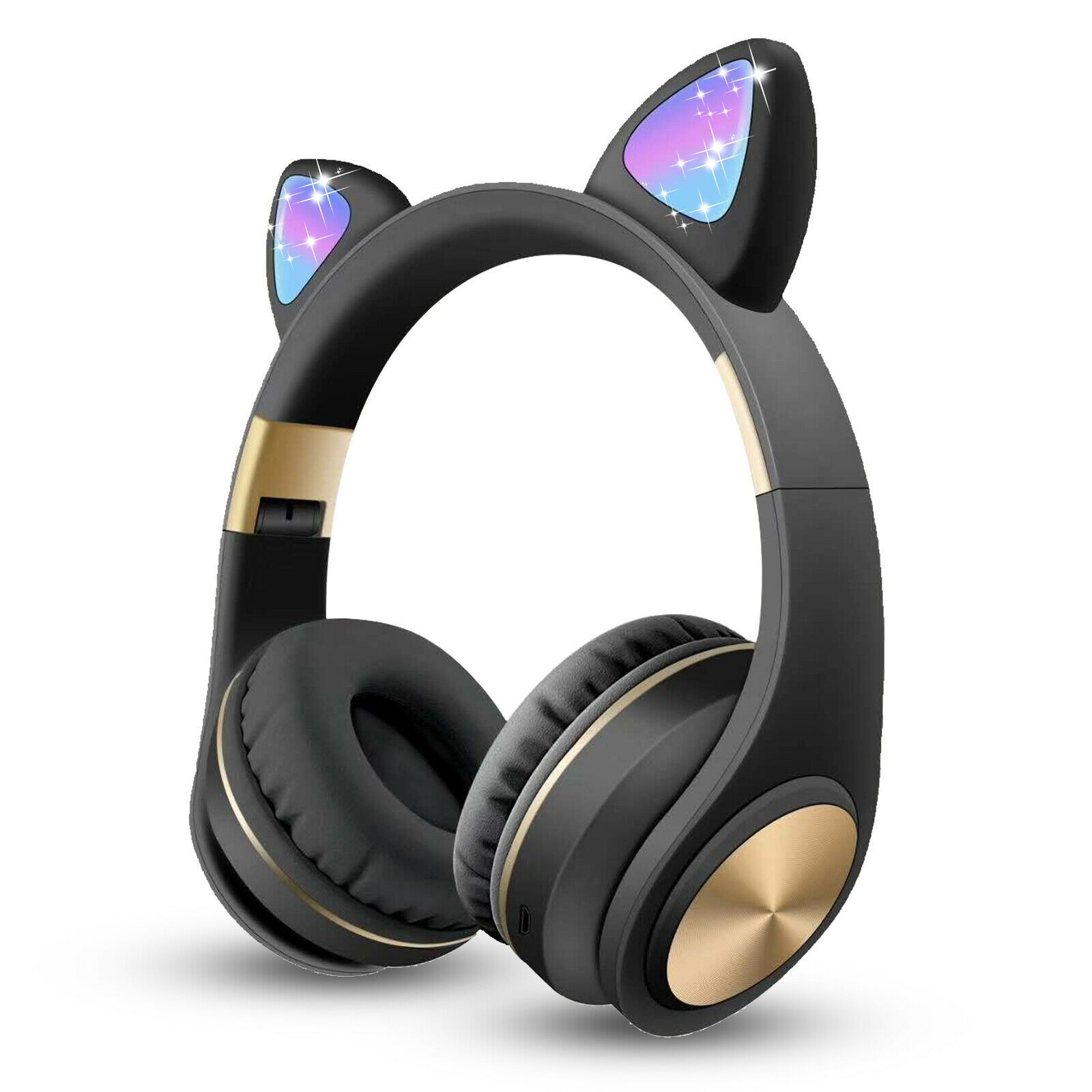 RGB Colorful Girls Kids Bluetooth 5.0 Wireless Earphones With Over Ear Headset With Different Colors LED Light Built In Micphone Professional