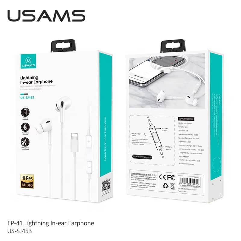 Headset Earphone Henset Hanset hetset USAMS US-SJ451 EP-41 Jack 3.5mm In-ear Stereo Earphone with Mic
