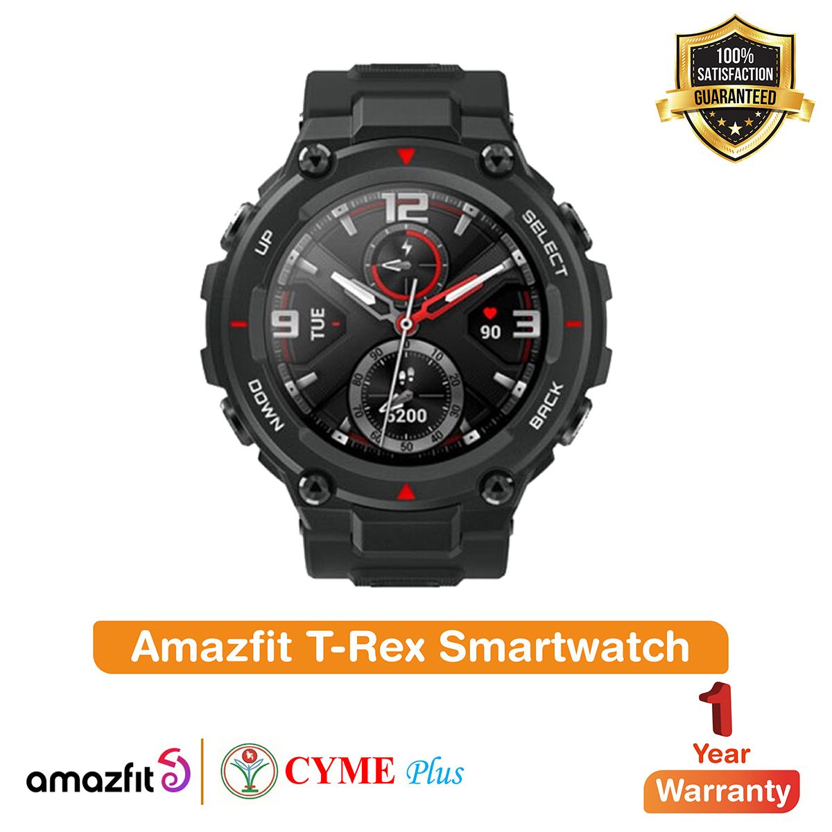 amazfit t-rex round shape 1.3\" amoled touch screen display smart watch