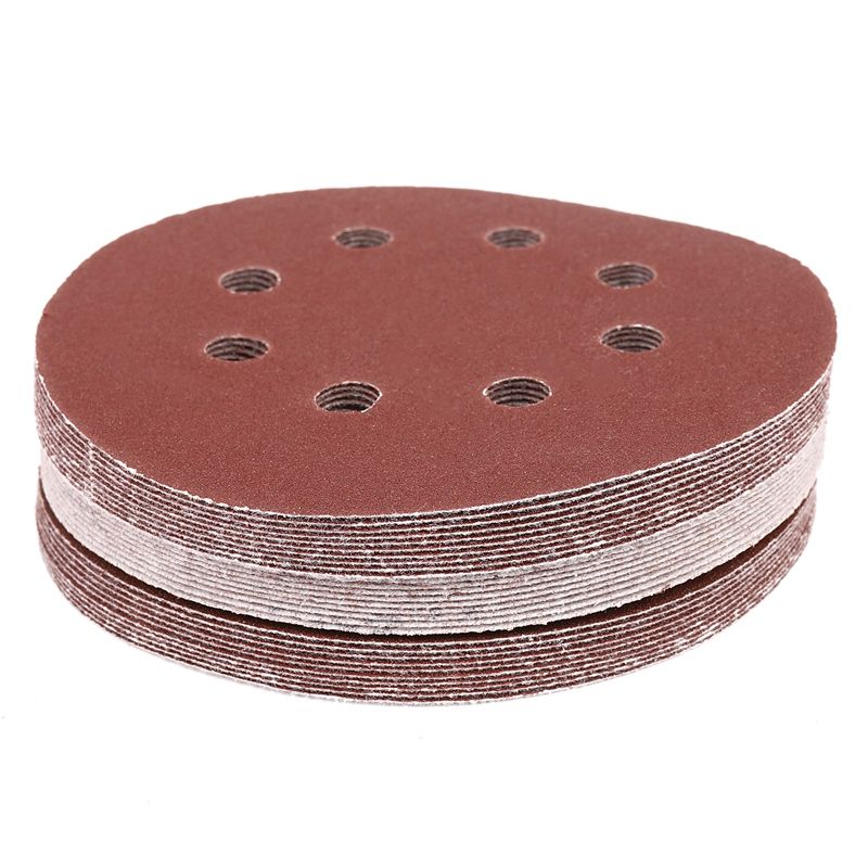 JAERBEE 5 inch 8 Hole 120 Grit Sand Disc Random Orbit Sandpaper Loop Hook for Sanding Sander