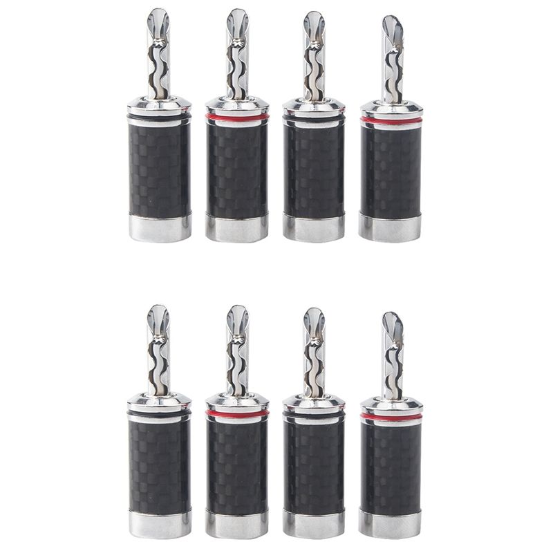 BRADOO-8Pcs Banana Plugs Hi-End HIFI DIY Carbon Fiber Copper Plated Rhodium Electrical Audio Jack Banana Connector Plug