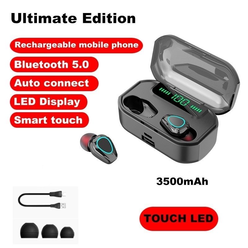 3500mAh Bluetooth Wireless Headphones with Mic Sports Waterproof TWS Bluetooth Earphones Touch Control Wireless Headsets Earbuds