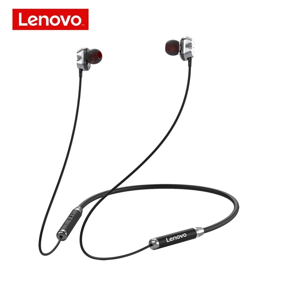 Lenovo HE08 Wireless Headphones Neck Hanging Handsfree Earbuds Earphones with Mic Mini Smart Bluetooth 5.0 In-Ear Music Headset