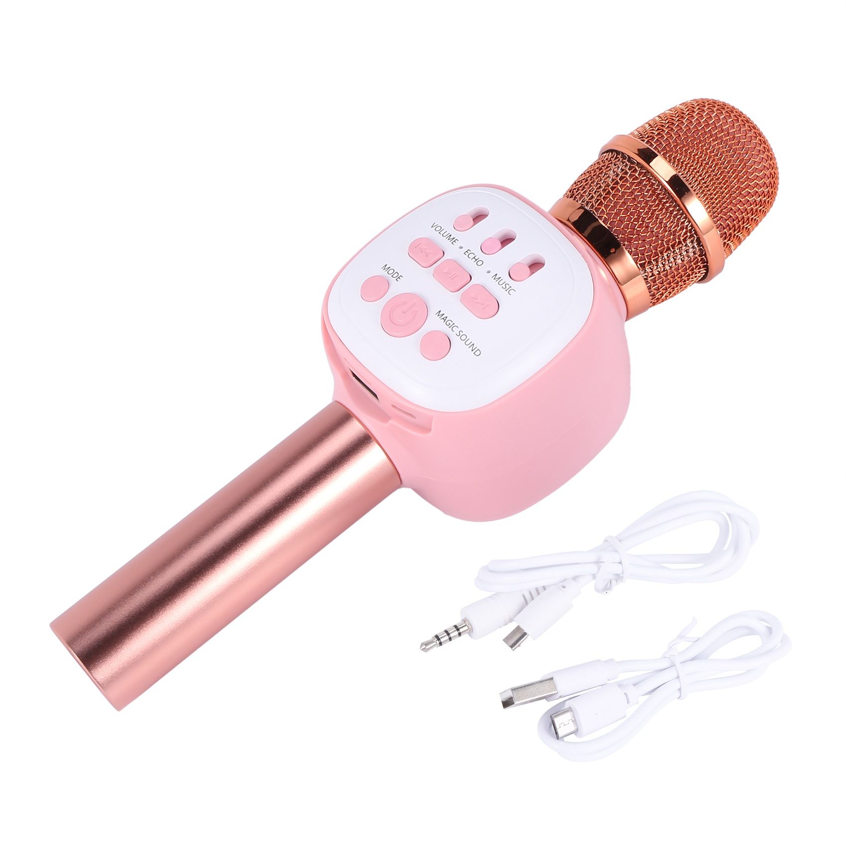 Wireless Bluetooth Karaoke Microphone,Karaoke Player Speaker with Music Singing Voice Recording for Family KTV,Etc,Pink