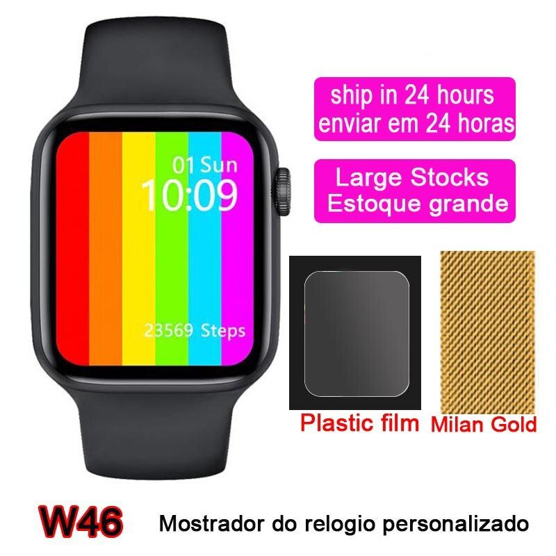 W46 IWO Smart Watch 44MM/40MM Custom DIY Watch Face 1.75 Inch Big Screen Wireless Charging smartwatch Dropshipping W46M