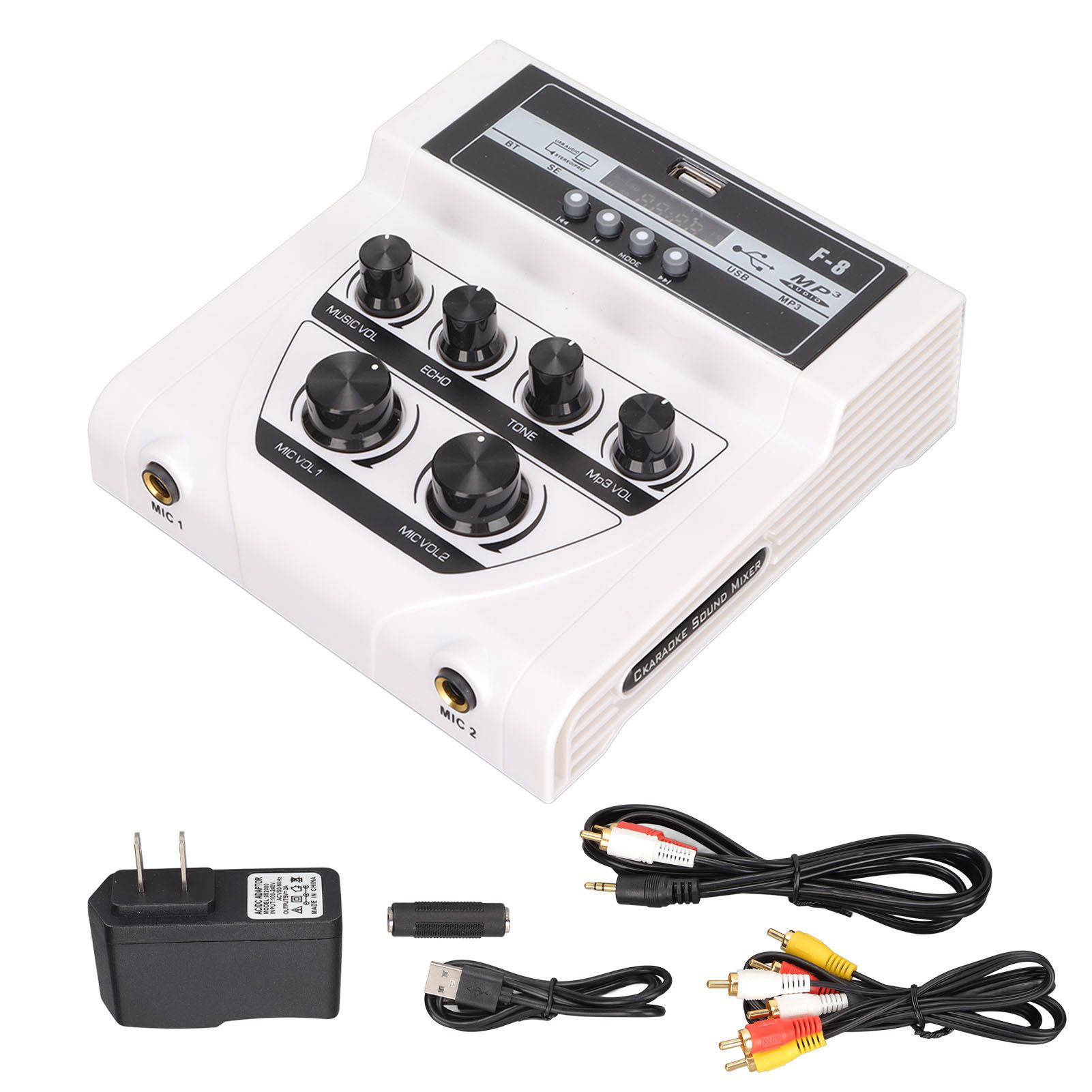 Mini Sound Mixer Stereo Portable Home Karaoke with Independent Reverb Effects and Treble Bass Adjustments Suitable for