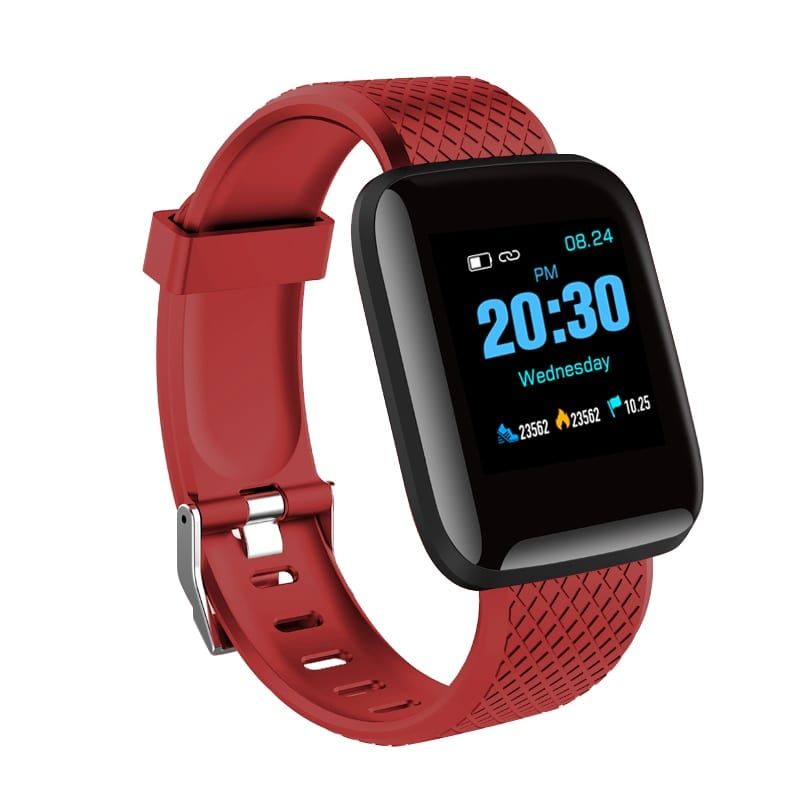 Smart watch red color Belt for hert rate monitoring blood pressure