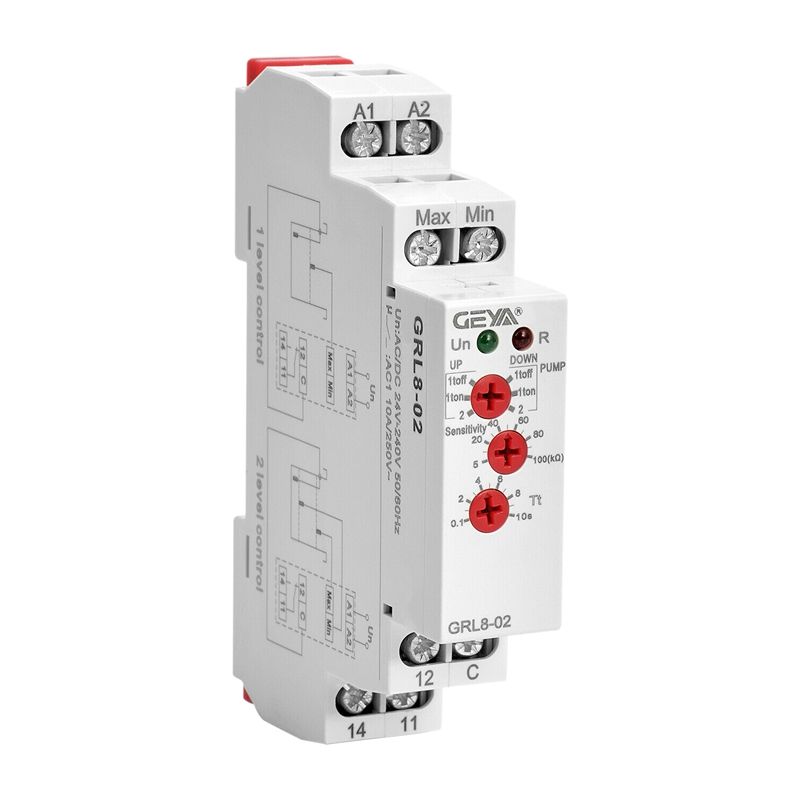 GEYA GRL8-02 Control Relay Level Control Relay 10A ACDC24V-240V Wide Range Voltage Water Pump Relay