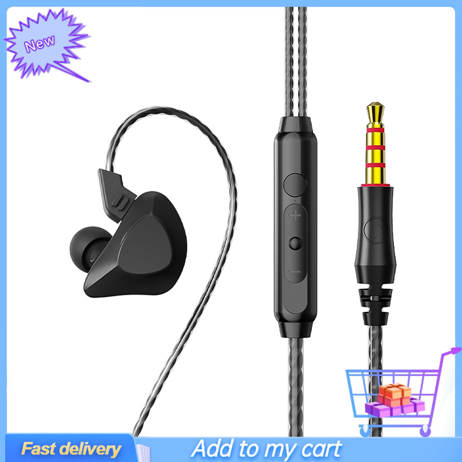 GreenForest T03 Macaron Color Sports Headset Heavy Bass Ear Hook Mobile Phone Wired Earphone