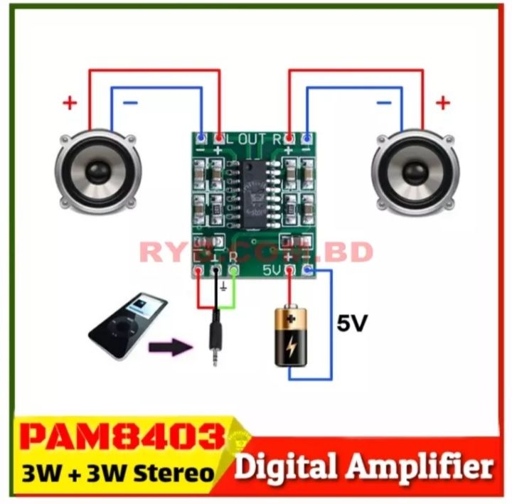 PAM8403 Digital Audio Amplifier 3W + 3W Stereo Class D 5V Amplifier Board