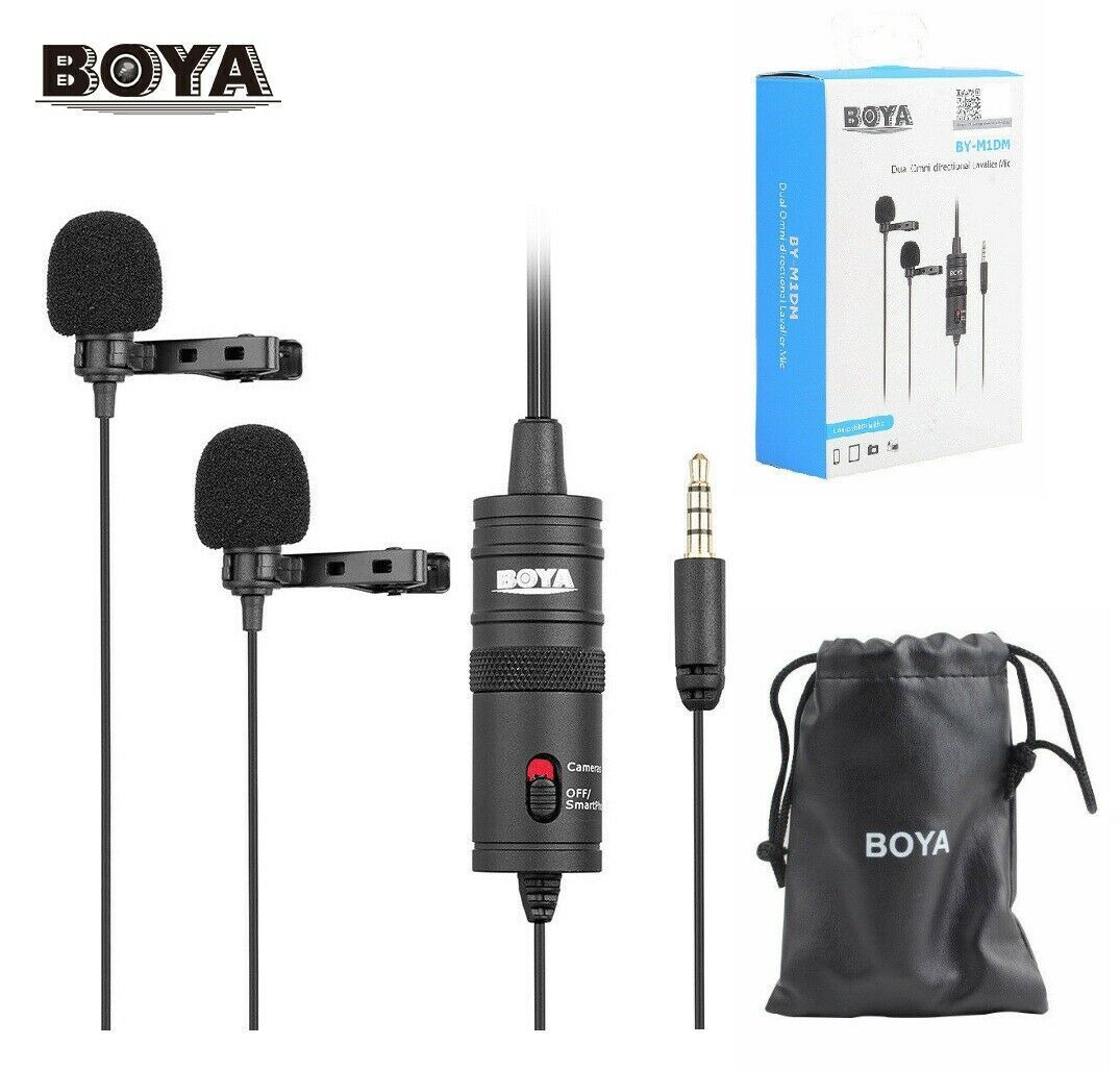 BOYA BY-M1DM Dual-Head Lavalier Clip-on Microphone for DSLR Smartphone PC