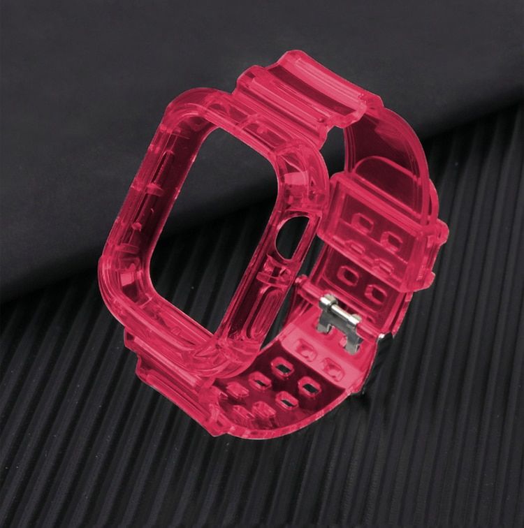 Clear Case+Strap For Apple Watch Band 40mm 44mm 38mm 42mm Accessories Silicone Transparent Bracelet iWatch series 5 4 3 6 SE