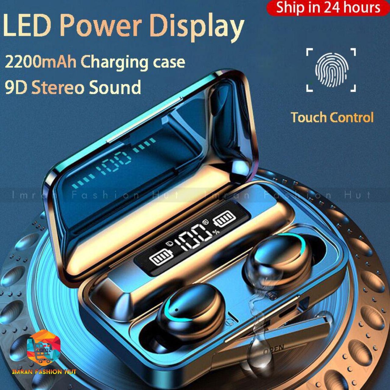 TWS Bluetooth 5.0 Wireless Earbuds 5D Stereo Headphones IPX7 Earphones With Charging Box Power Bank - Imran Fashion Hut