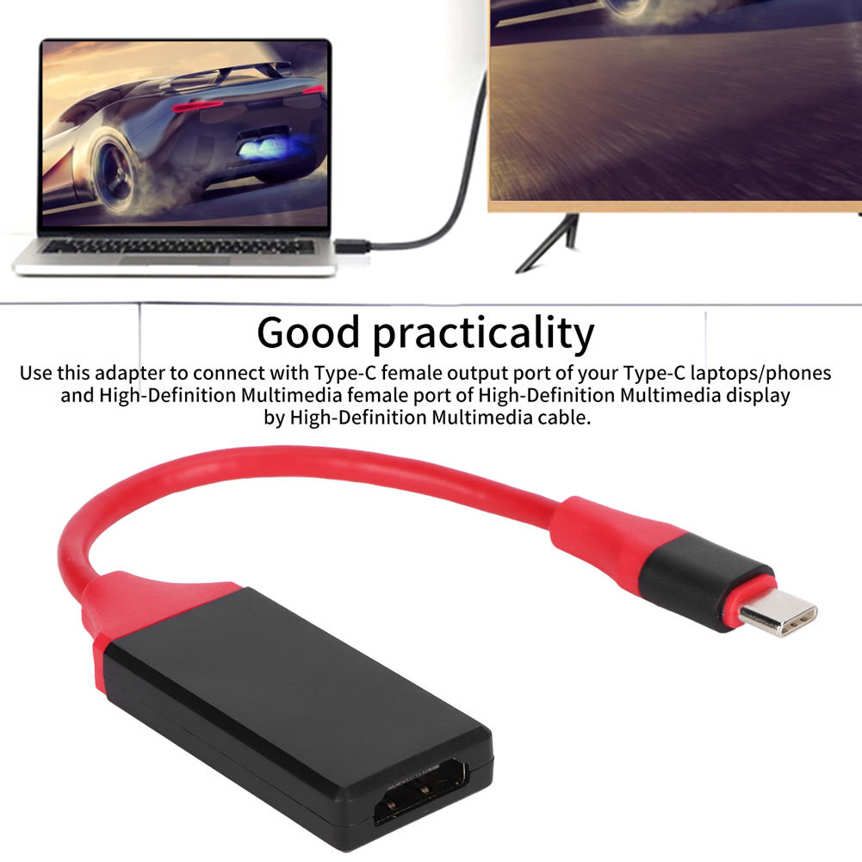 Male‑Female Cable Adapter 4K 30Hz Type‑C Converted to HDMI for AV Portable Mini TV Household Video