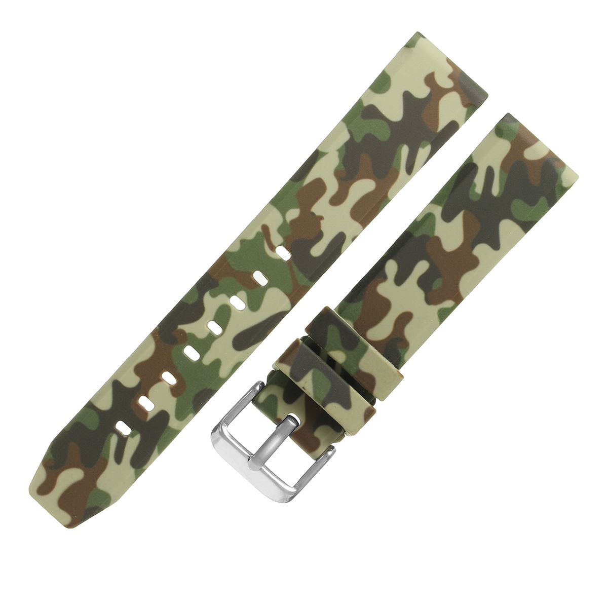 20mm Green Camo Watch Band Sport Accessories Silicone Rubber Strap