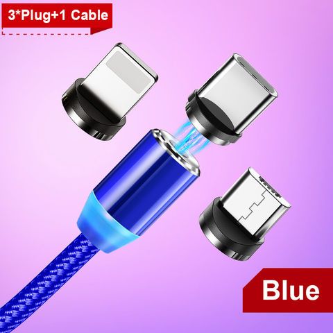 X-cable 3 In 1 Fast Metal Magnetic Cable Micro Usb+typec+lightning 360 Cable. Red