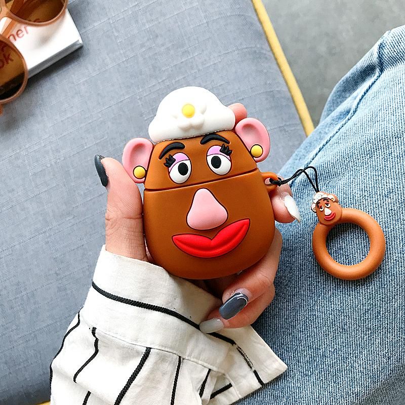 【MIGAPALAZA】 Earphone Case for Apple AirPods / AirPods2 Silicone Cover Headphone Air Pods Pouch Protective AirPod Accessories Brown Beard