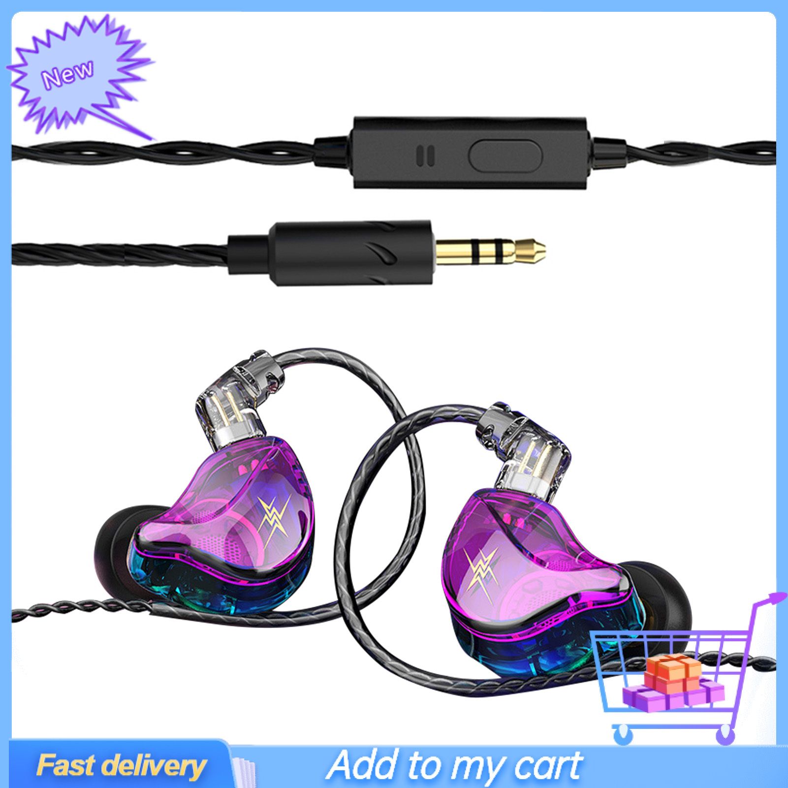 GreenForest 2Pcs QKZ ZXT Wired Earbud Ergonomic with/without Mic TPE 10mm Moving Coil In-ear Earphone for Gaming