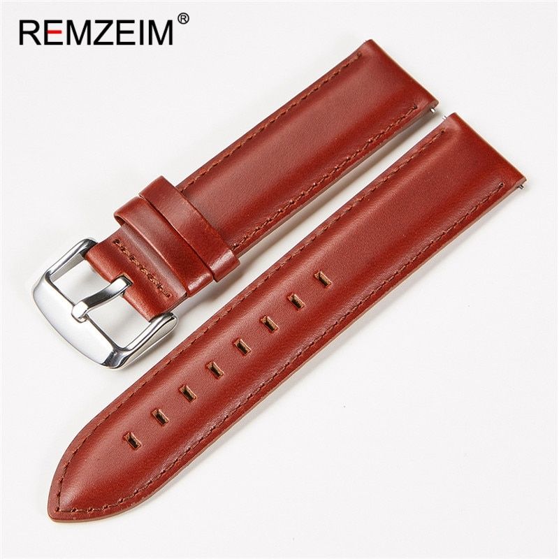 REMZEIM Oil Wax  Leather Watch Band 18mm 20mm 22mm Quick Release Watch Straps Watchbands Belt With Solid Buckle