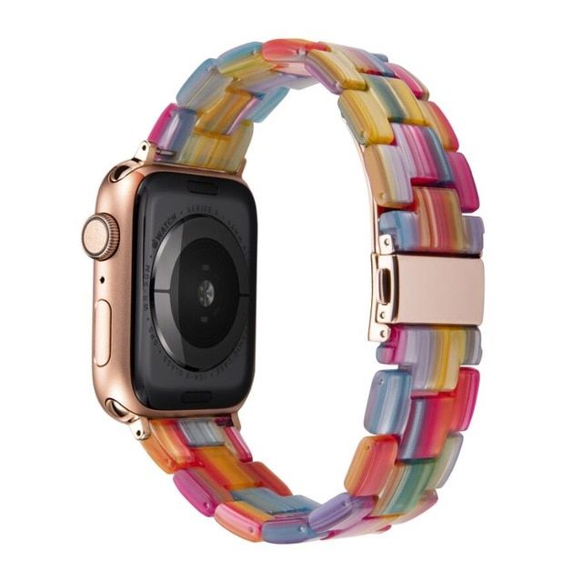 Resin Watch strap for apple watch 6 5 4 band 42mm 38mm transparent correa belt for iwatch 6 series 5 4 3/2 bracelet 44mm 40mm