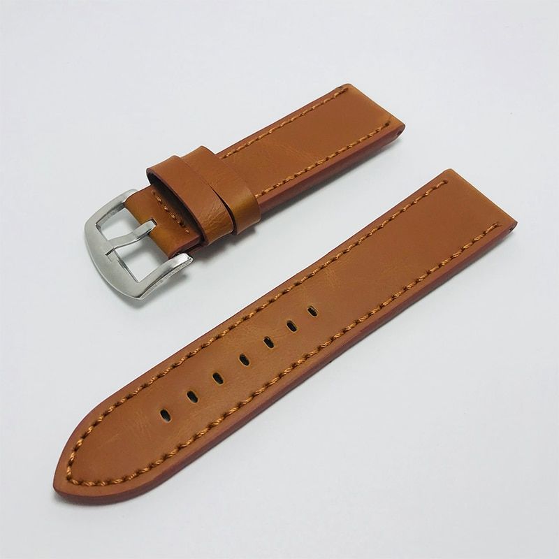 1pc Fashion Men Women 18mm 20mm 22mm 24mm Cowhide Leather Strap Black Sport Watch Band Universal Waterproof Watchbands