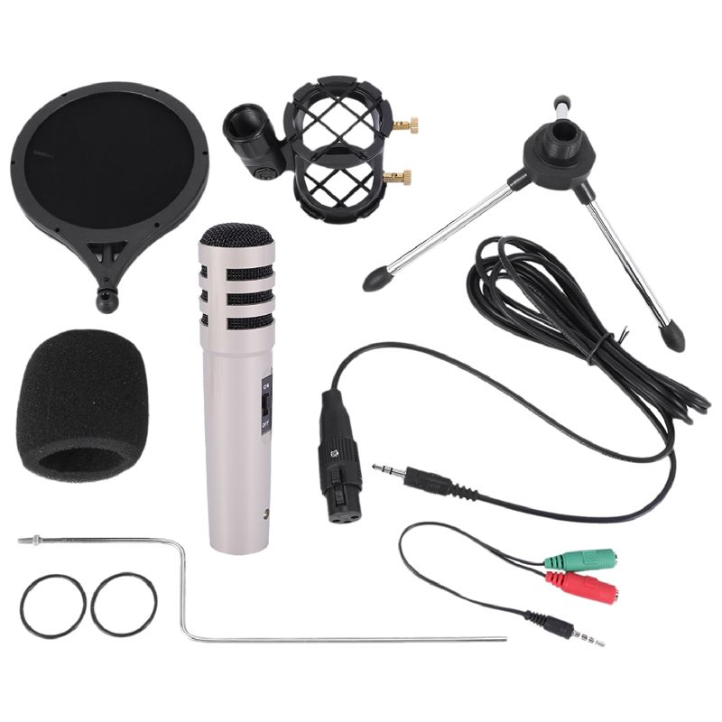 Recording Microphone,Plug and Play Condenser Microphone,Microphone with Blowout Prevention Sponge,for Skype,YouTube,