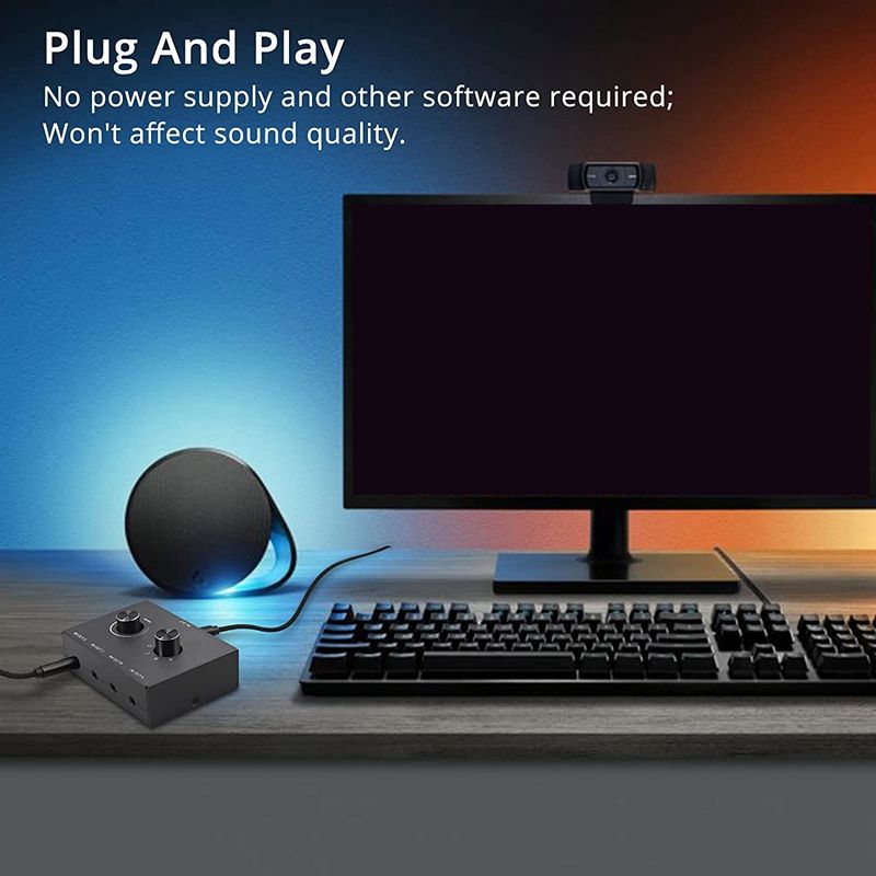 4 Port 3.5mm Stereo Audio Switcher Support 1 in 4 Out or 4 in 1 Out for PC Phone Laptop Headphone