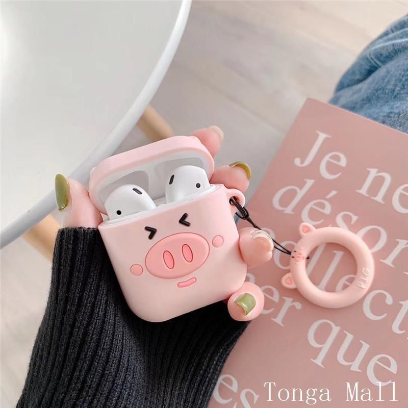 Silicone Cover with Ring for Apple AirPods with Charging Case (2019)/Charging Case (2016) APPLE earphone case cute cartoon design