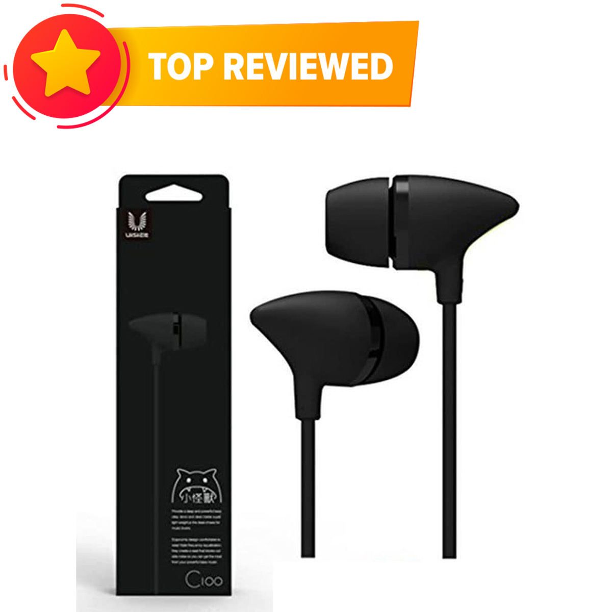 C100 In-Ear Wired Earphones - Black, Pink, White Color Available