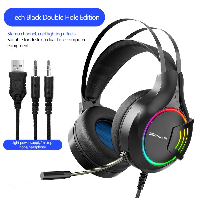 Wired Gaming Headphones 4D Surround Sound Stereo Earphones Colorful Light Headsets With USB Mic For PC Laptop Game Headphone