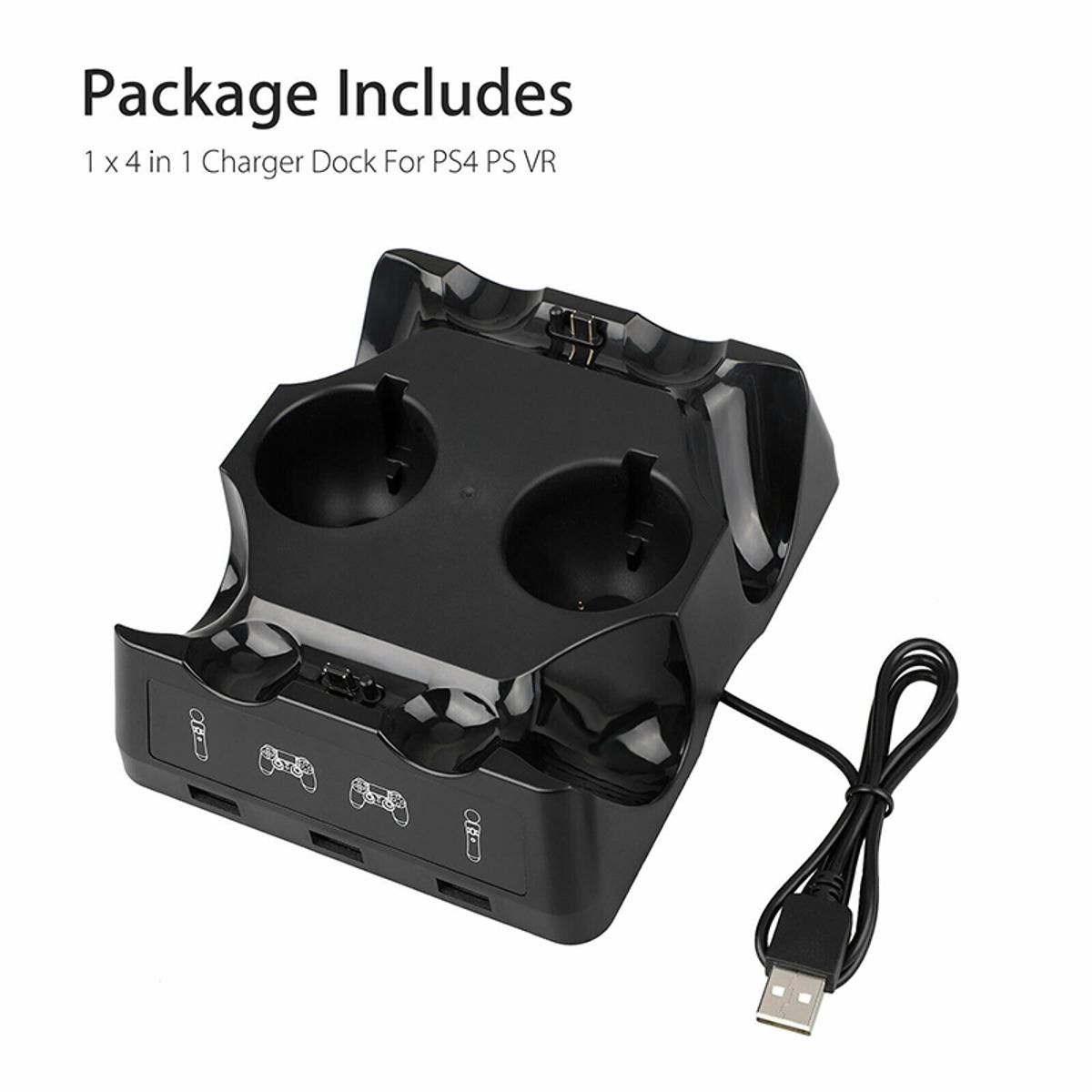 4 in 1 Controller Charger Dock Quick Charging Station Stand for PS4/MOVE/PS4 VR