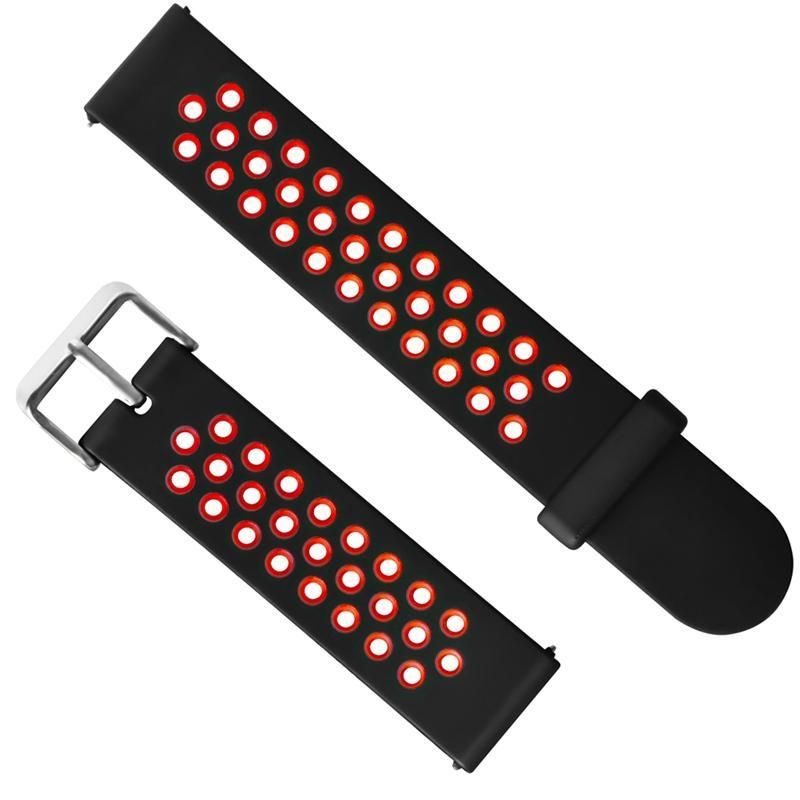 20mm Double Colors Silicone Replacement Watch Band Strap For Huami Amazfit Bip - Red