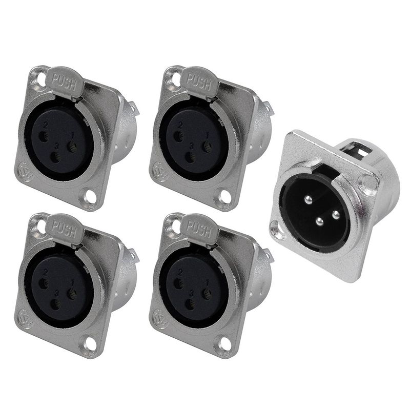 8 Pack XLR Jack 3 Pin - Panel Mount Jacks D Series: 4 Pack Female Size XLR-F & 4 Pack Male Size XLR-M