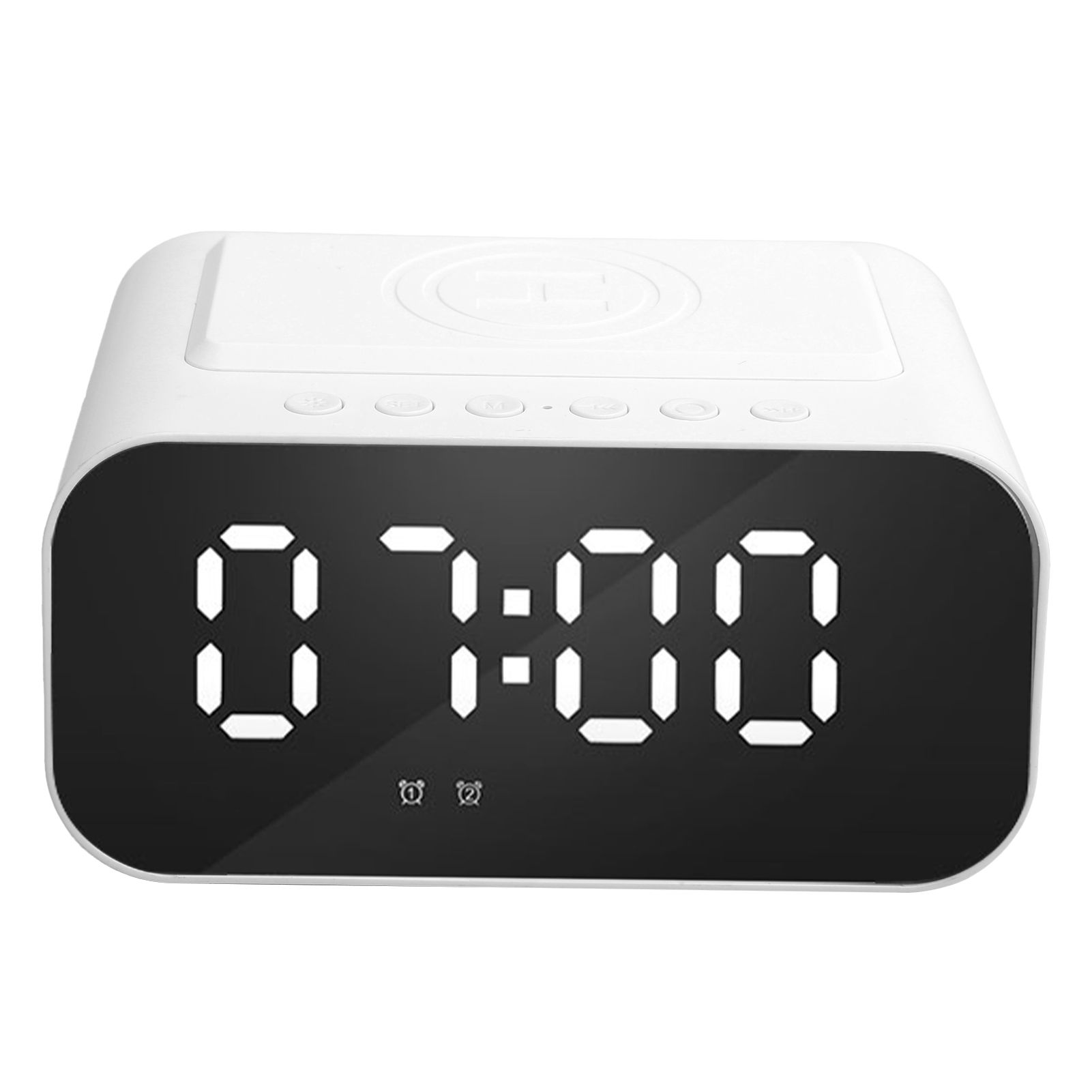 Digital Alarm Clock FM Radio with LED Display 5W Wireless Phone Charging Bluetooth5.0 Speaker Built in 1800mah for Bedroom