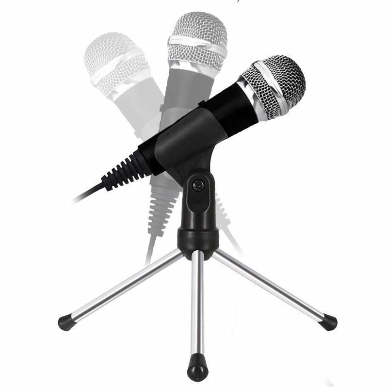Mini Cardioid Karaoke Microphone with Stand for Pc Karaoke, Youtube, Gaming Recording 3.5 Mm Recording Mic Plug and Play