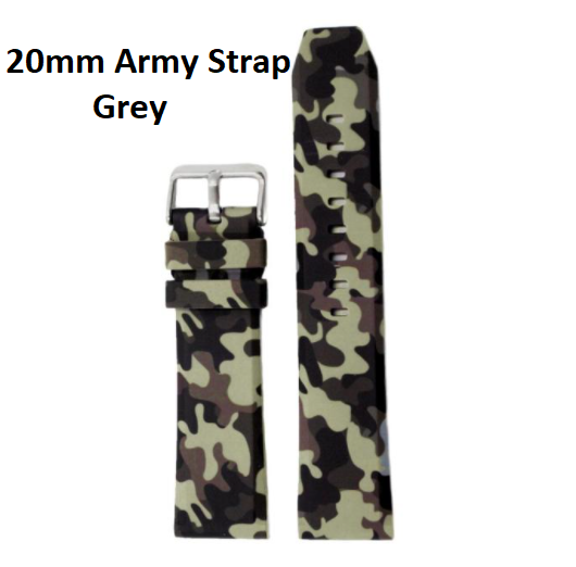 20mm Green Camo Watch Band Sport Accessories Silicone Rubber Strap 4mm - Green 20mm