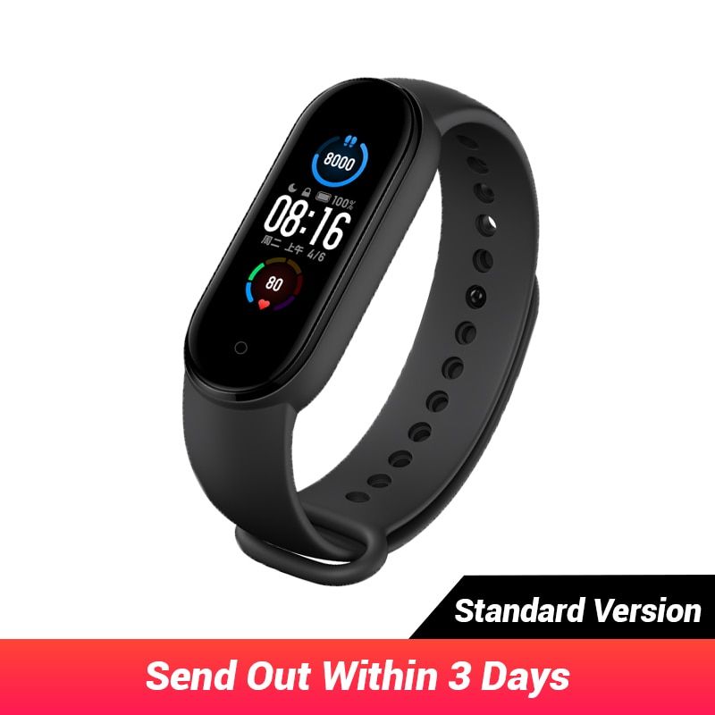 95% New XiaoSmartBand 5 Bracelet 1.1" AMOLED Screen 24h Heart Rate Sleep Monitor MiBand 5 Basic Version For Smart Home