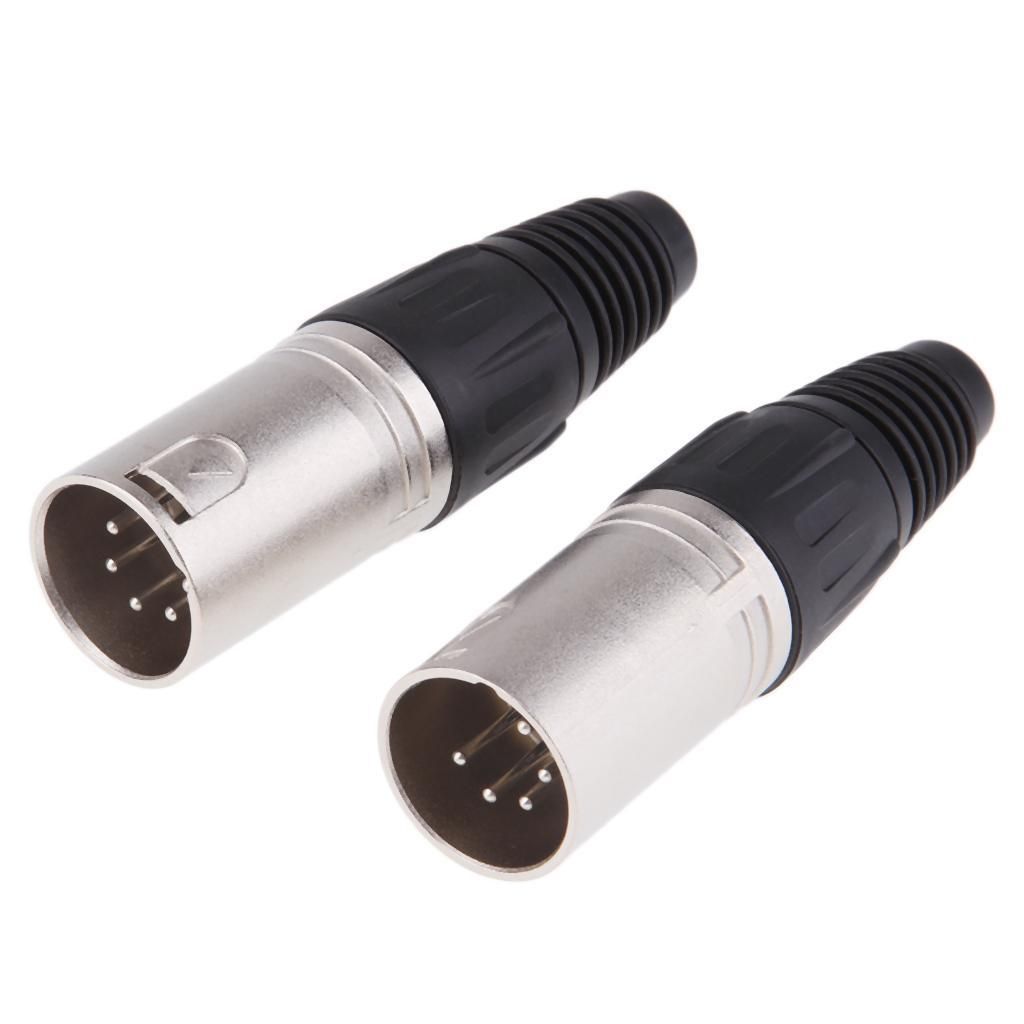 2Pieces Metal 5Pin/5P Connector SocMale Audio Microphone Connector