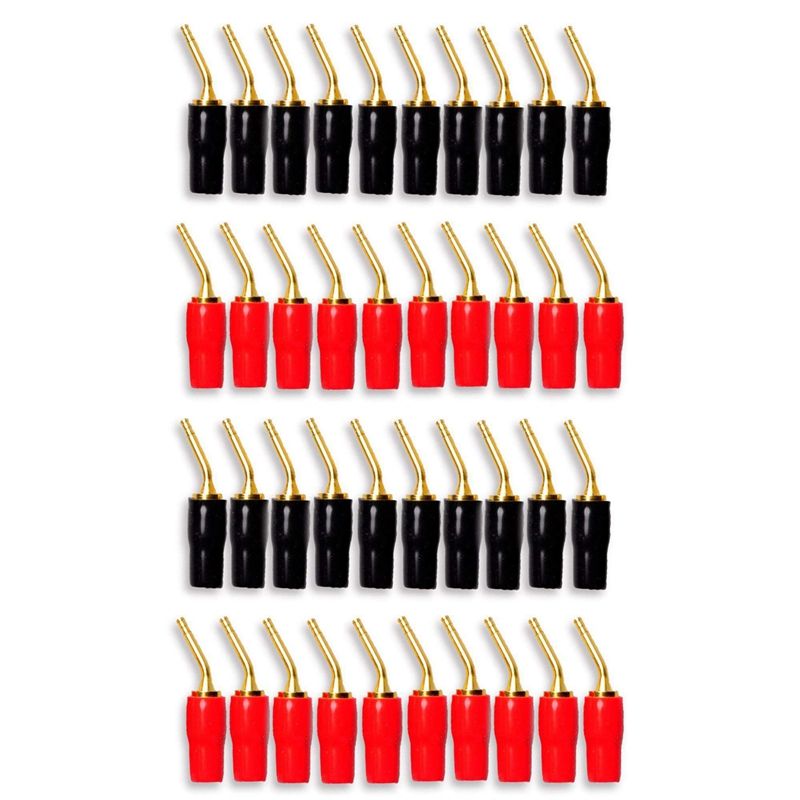 20-Pair 2mm Banana Plug Pin Screw Type, Audio Speaker Cable Connector Copper Gold Plated
