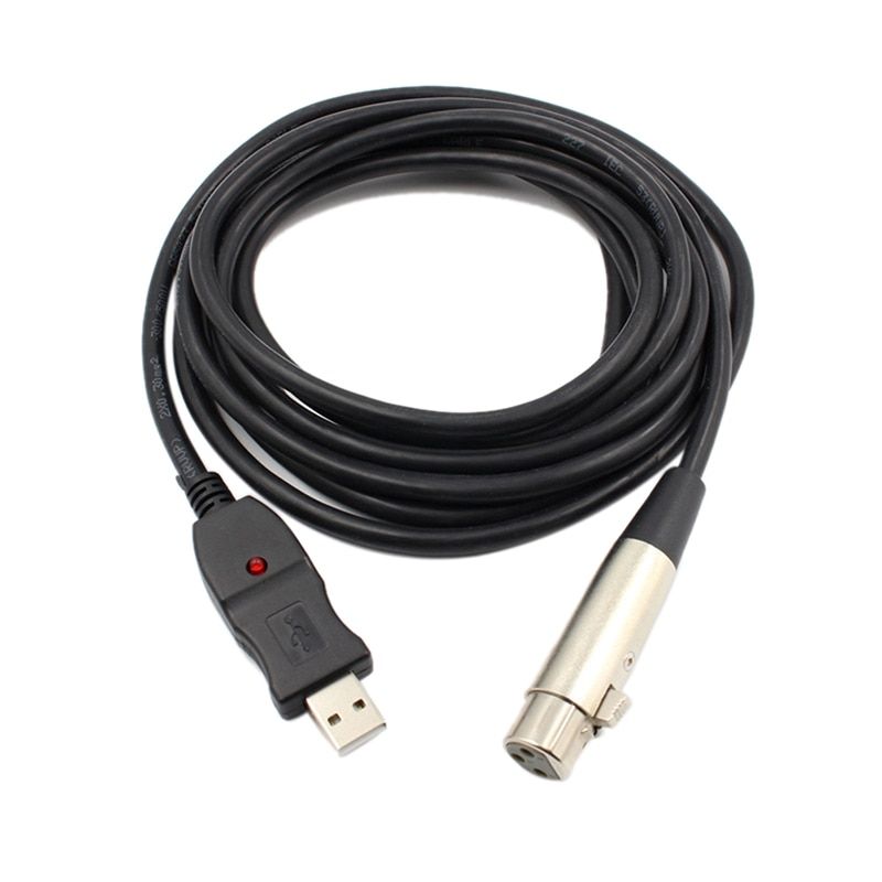 1PC 3M Long USB Male to 3 Pin XLR Female Microphone MIC Studio Audio Link Cable 3M USB Cable Black