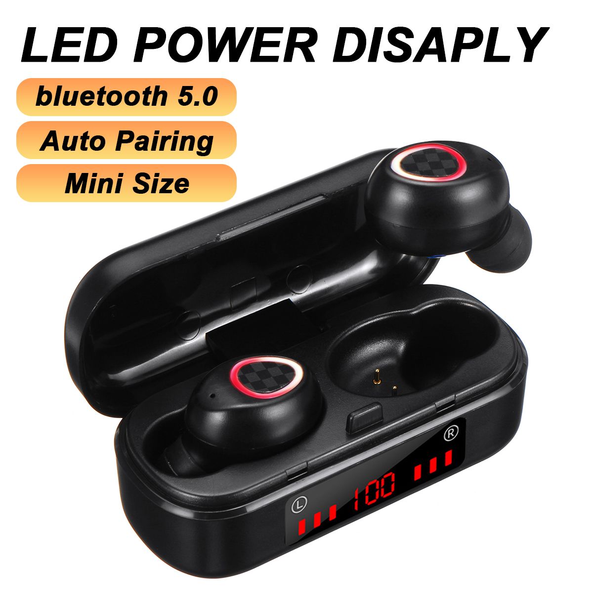 Electric Living TWS bluetooth 5.0 Sports Earphones LED Power Display Headphones Auto Pairing