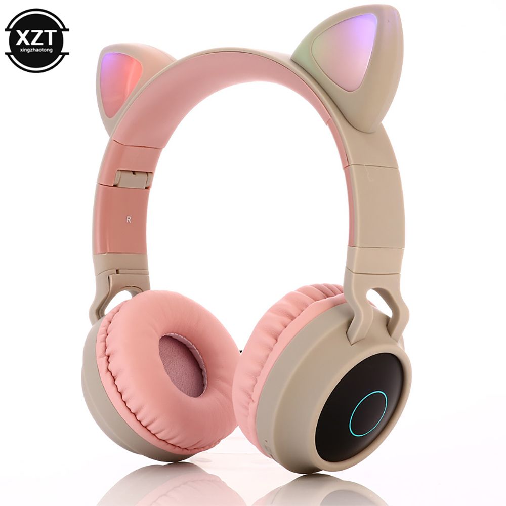 LED Cat Ear Headphones Bluetooth 5.0 Noise Cancelling Adults Kids girl Headset Support TF Card FM Radio With Mic Wireless+Wired