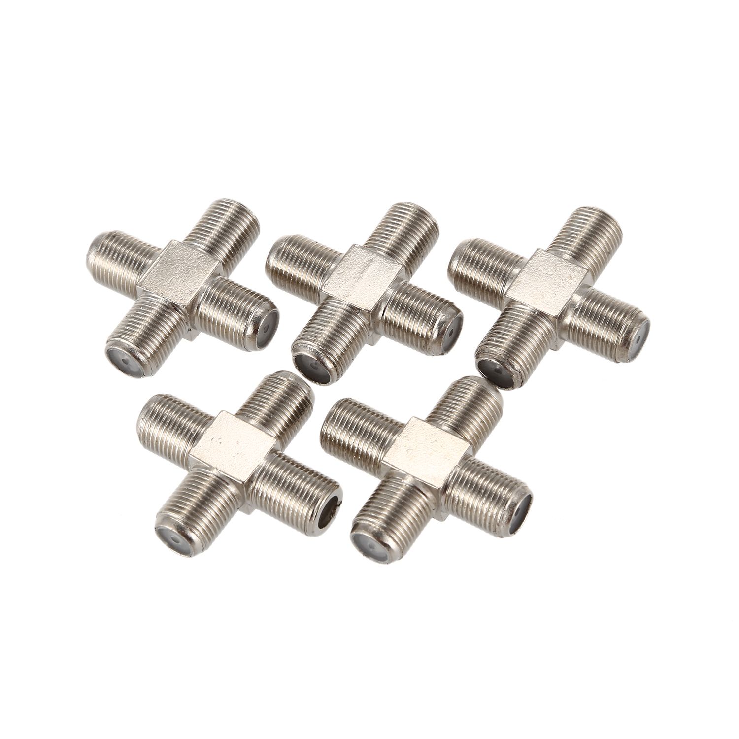 5-Pack 4-way F-Type Coax Cable Splitter Combiner Female to 4 Female for Video VCR Antenna TV Cable Satellite,galactic