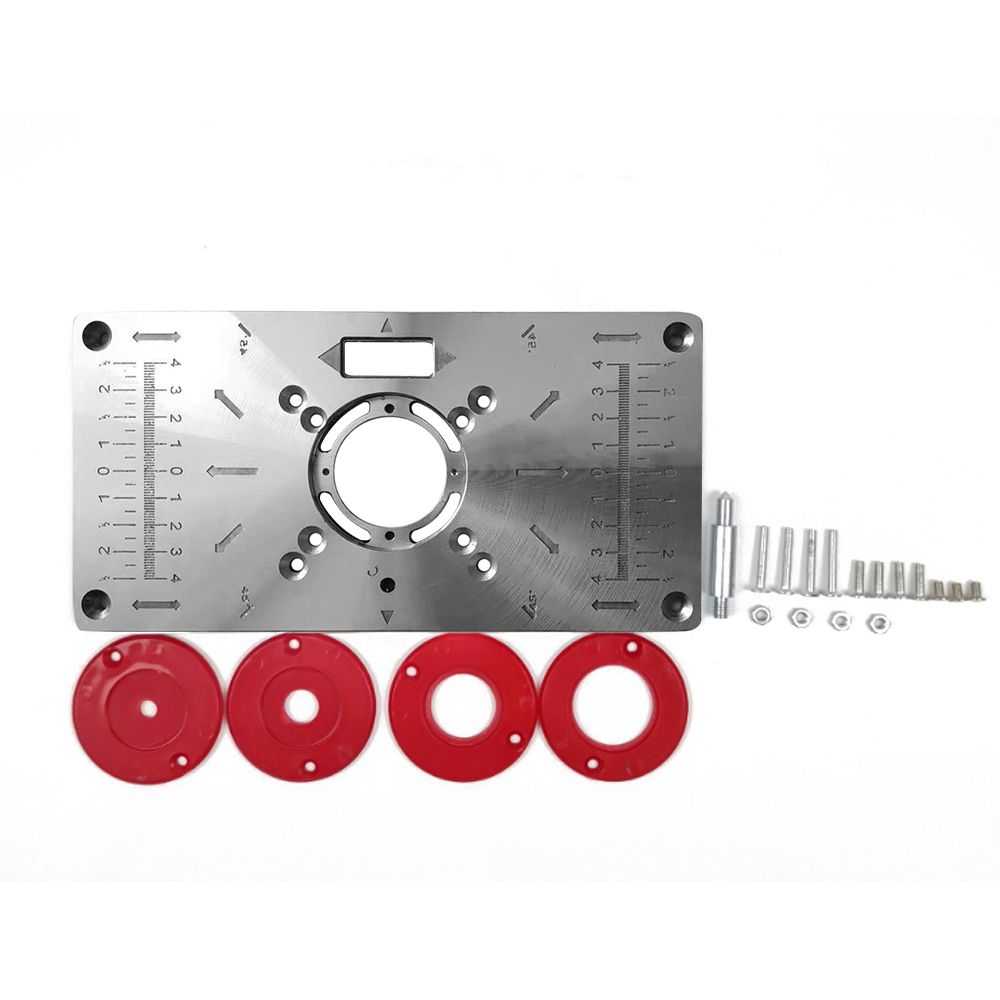 Multifunctional Rou-ter Table Insert Plate Woodworking Benches Aluminium Wood Rou-ter Trimmer Models Engraving Machine with 4 Rings Tools