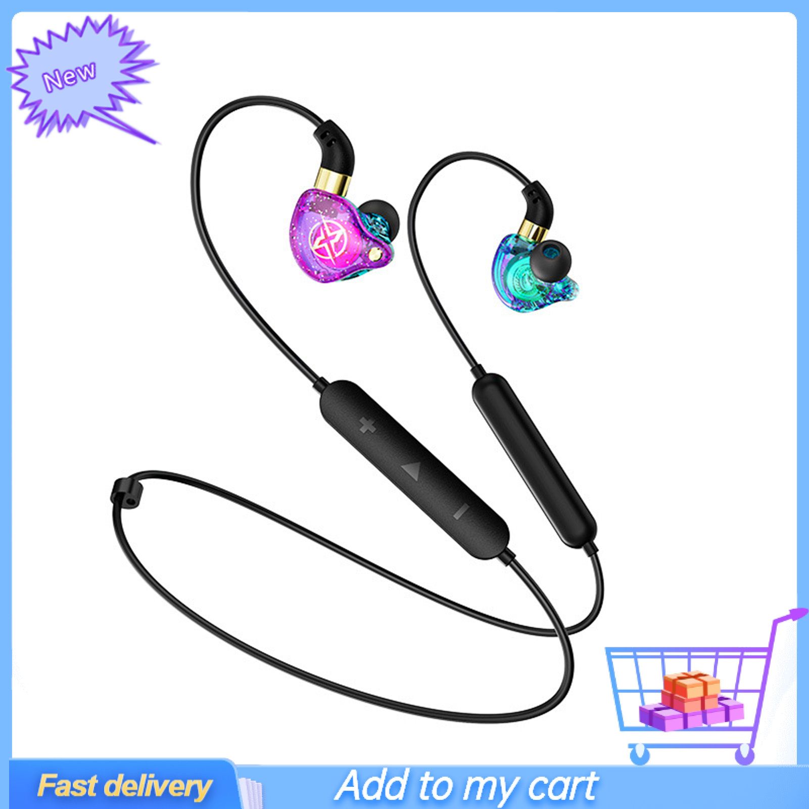 GreenForest BX-02 Neckband Earphone Line Control Bluetooth-compatible 5.0 ABS Long Endurance In-ear Headphone Headset for Gaming